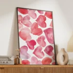 Pink Watercolor Heart Pattern Canvas Print - Image 2
