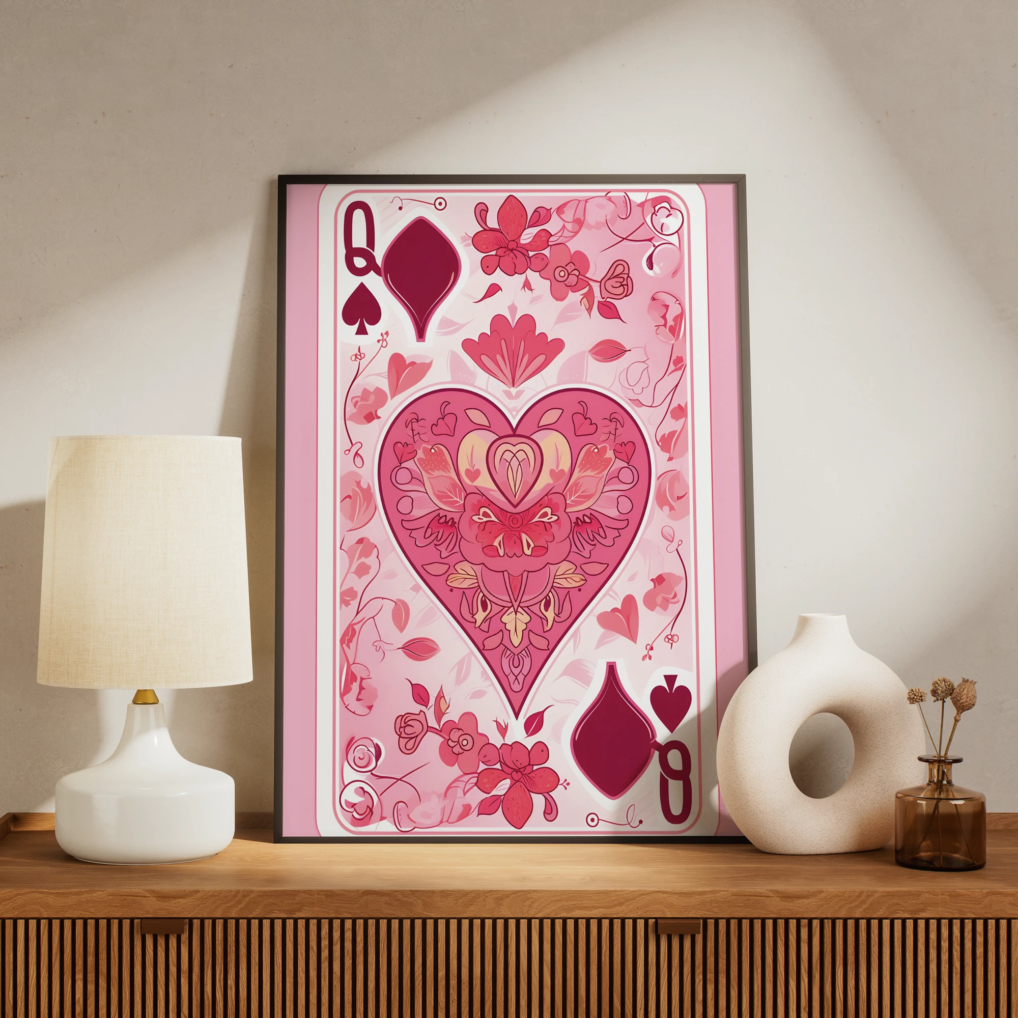 Queen Of Spades Floral Playing Card_Featured Image 1 Queen Of Spades Floral Playing Card Canvas Print - Image 1