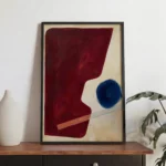 Red Bold Abstract Shape Modern Statement Wall Art - Image 2