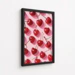 Red Cherry Pink Fruit Pattern Canvas Print - Image 5