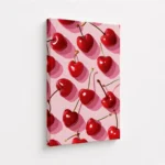 Red Cherry Pink Fruit Pattern Canvas Print - Image 4