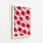 Red Cherry Pink Fruit Pattern Canvas Print - Image 6