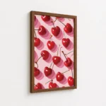 Red Cherry Pink Fruit Pattern Canvas Print - Image 7