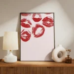 Red Lipstick Kiss Pattern Canvas Print