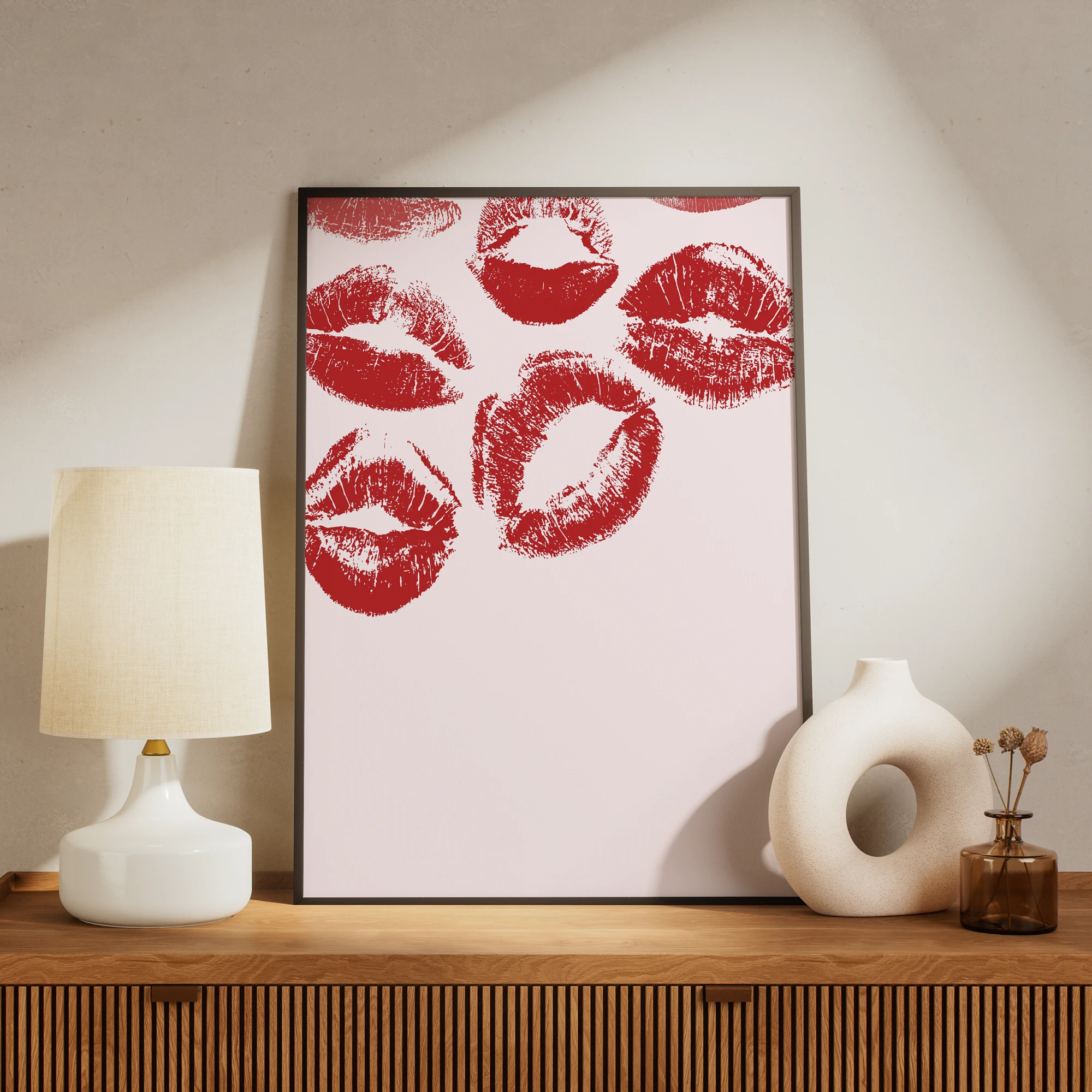 Red Lipstick Kiss Pattern Fashion_Featured Image 1 Red Lipstick Kiss Pattern Canvas Print - Image 1