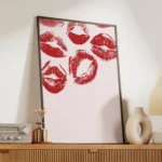 Red Lipstick Kiss Pattern Canvas Print - Image 2