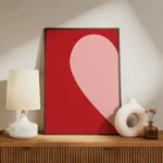 Red Pink Modern Heart Corner Canvas Print