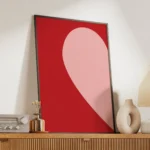 Red Pink Modern Heart Corner Canvas Print - Image 2