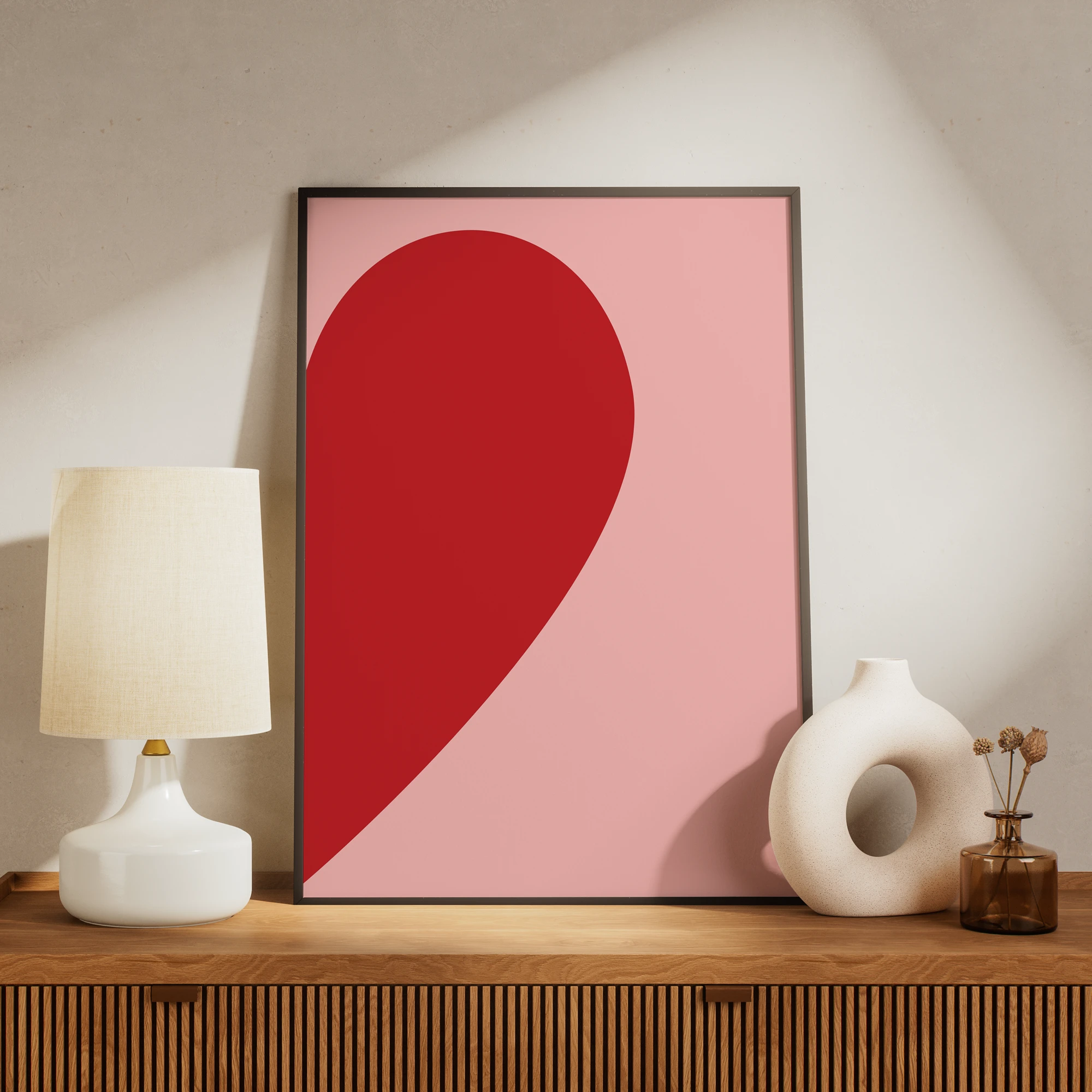 Red Pink Modern Heart Shape_Featured Image 1 Red Pink Modern Heart Shape Canvas Print - Image 1