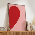 Red Pink Modern Heart Shape Canvas Print - Image 2