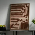 Retro Brown Line Pattern Mid Century Modern Wall Art