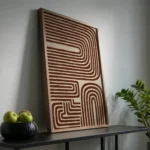Retro Brown Line Pattern Mid Century Modern Wall Art - Image 2