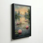 Serene Lotus Lake Sunrise Peaceful Canvas Wall Art for Calming Room Decor - Image 5