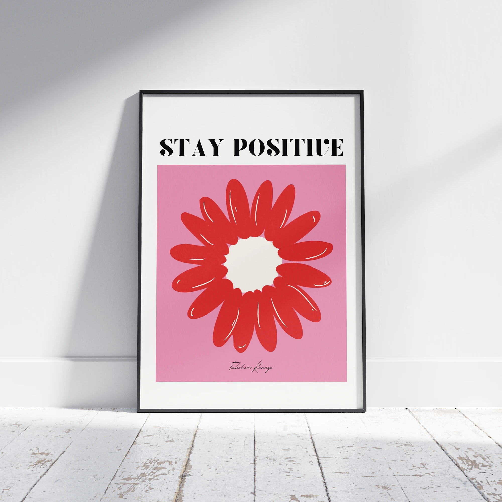 Stay Positive Red Flower Quote Poster_Featured Image 1 Stay Positive Red Flower Quote Canvas Print - Image 1