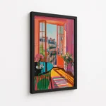 Sunny Balcony City View Interior Canvas Print - Image 5