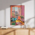 Sunny Balcony City View Interior Canvas Print