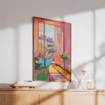 Sunny Balcony City View Interior Canvas Print - Image 2