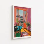 Sunny Balcony City View Interior Canvas Print - Image 6