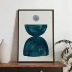 Teal Balance Abstract Minimalist Modern Canvas Wall Art - Image 2