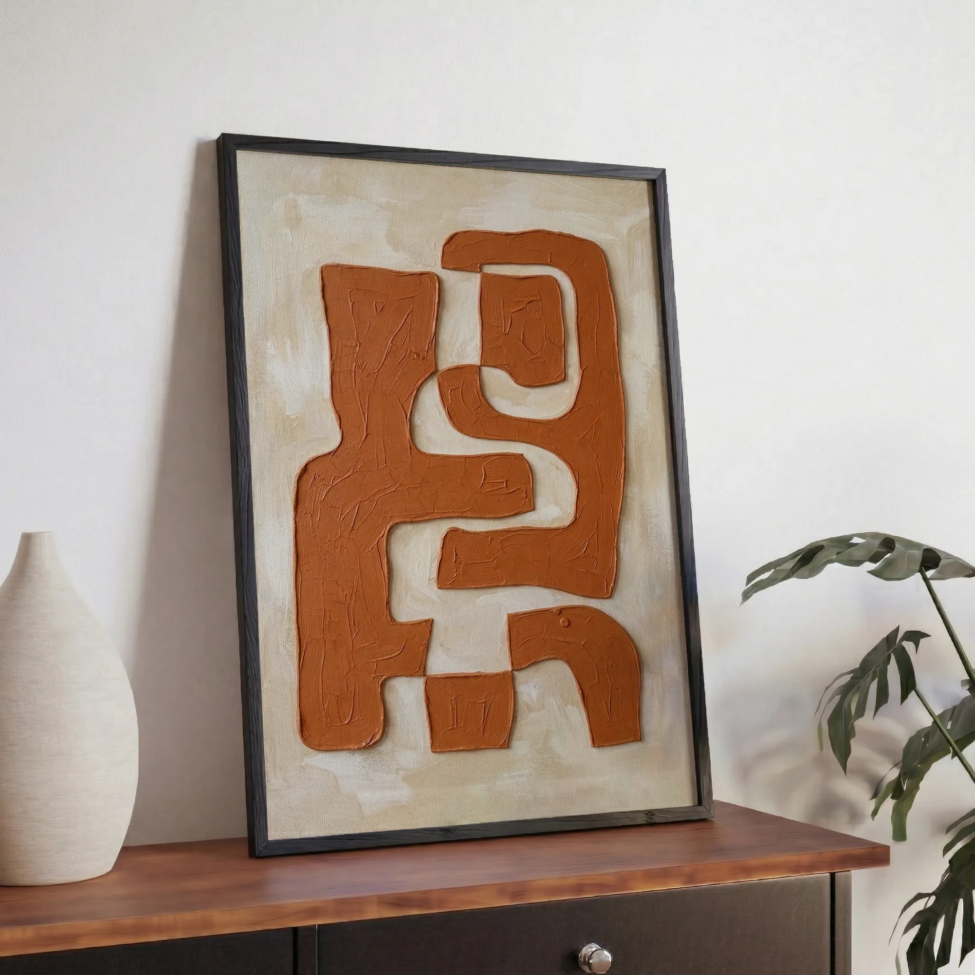 Terracotta Abstract Cutout Shapes Modern Boho Wall Decor_Featured Image 1 Terracotta Abstract Cutout Shapes Modern Boho Wall Decor - Image 1