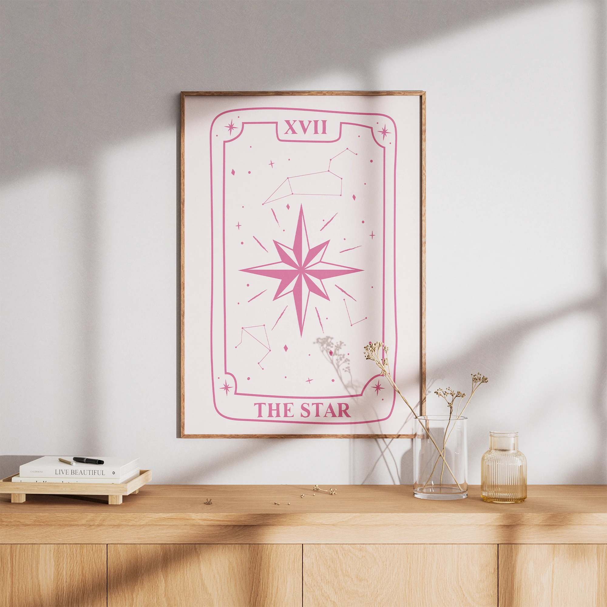 The Star Pink Tarot Card Poster_Featured Image 1 The Star Pink Tarot Card Canvas Print - Image 1