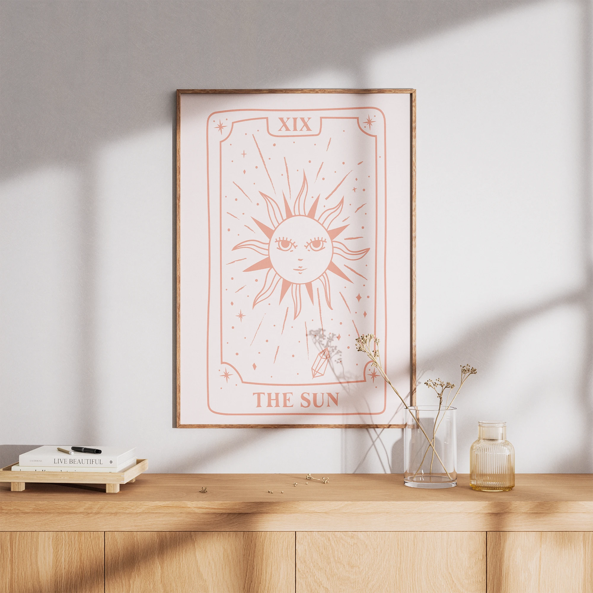 The Sun Pink Tarot Card Poster_Featured Image 1 The Sun Pink Tarot Card Canvas Print - Image 1