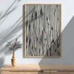 Vertical Black White Stripes Modern Abstract Wall Art