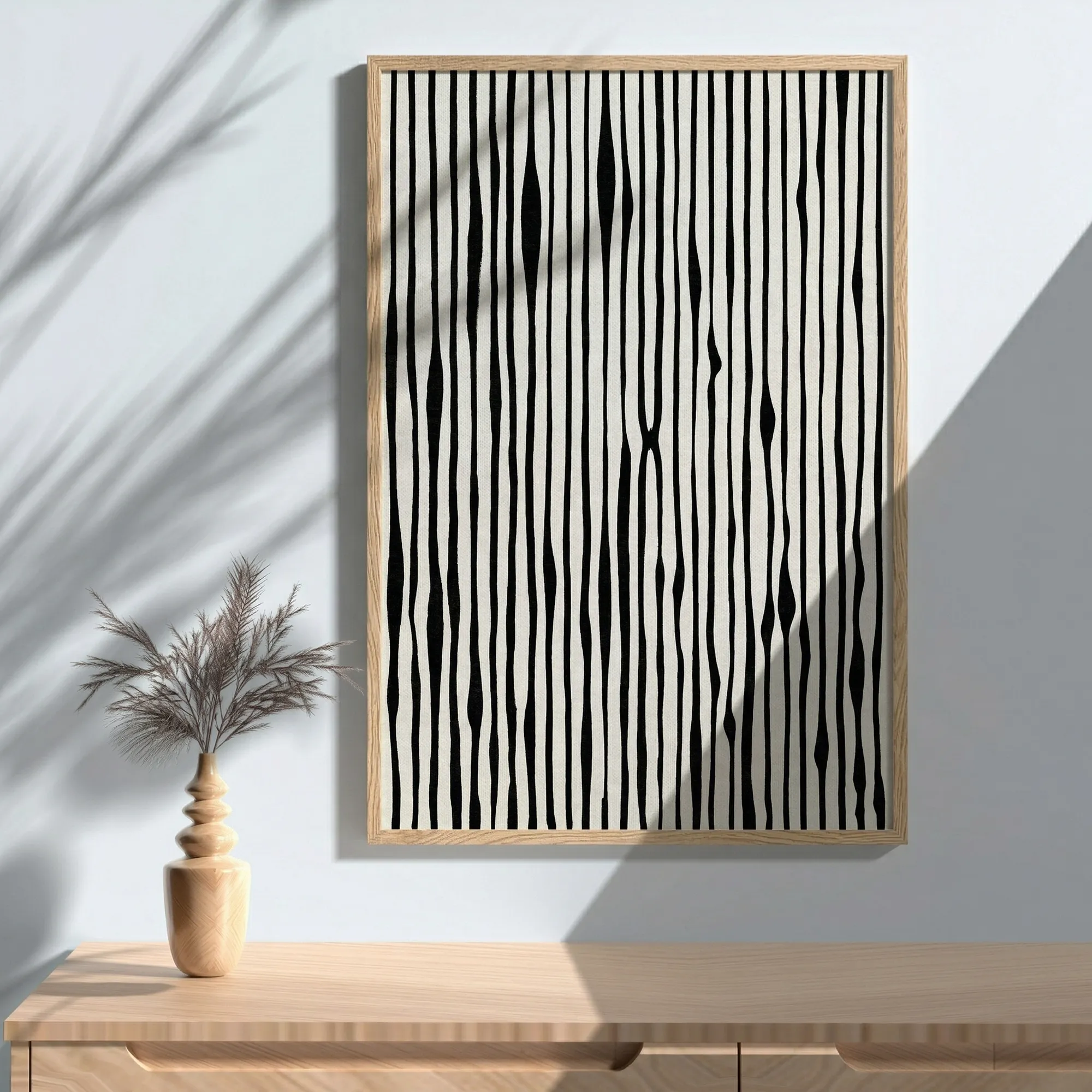 Vertical Black White Stripes Modern Abstract Wall Art_Featured Image 1 Vertical Black White Stripes Modern Abstract Wall Art - Image 1