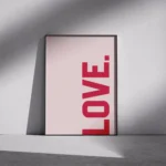Vertical Red Love Typography Minimal Canvas Print
