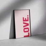 Vertical Red Love Typography Minimal Canvas Print - Image 2