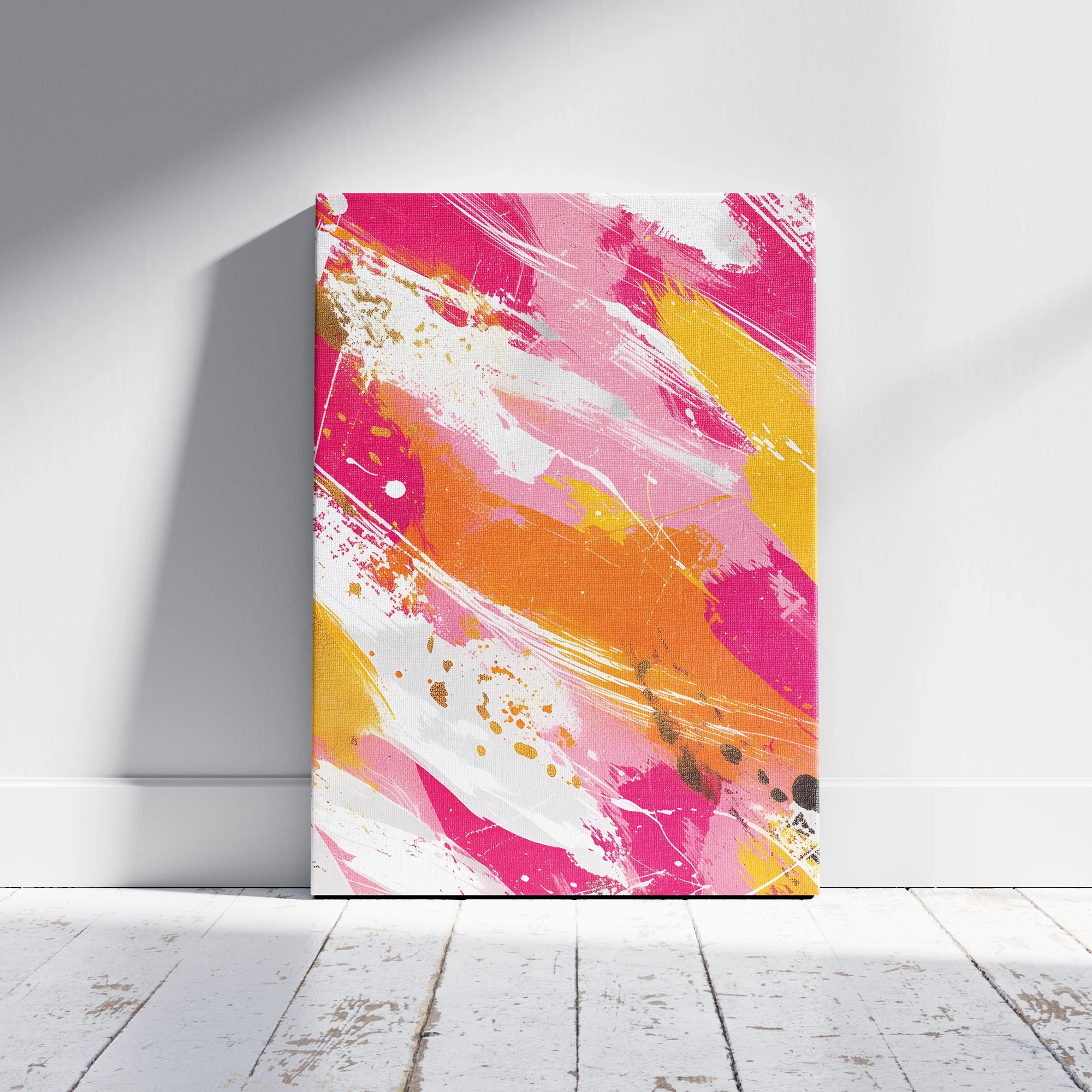 Vibrant Pink Orange Brush Stroke Painting_Featured Image 1 Vibrant Pink Orange Brush Stroke Canvas Print - Image 1