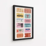 Vintage Cinema Ticket Collection Canvas Print - Image 5