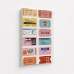 Vintage Cinema Ticket Collection Canvas Print - Image 4