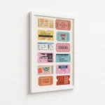Vintage Cinema Ticket Collection Canvas Print - Image 6