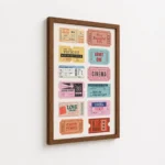 Vintage Cinema Ticket Collection Canvas Print - Image 7