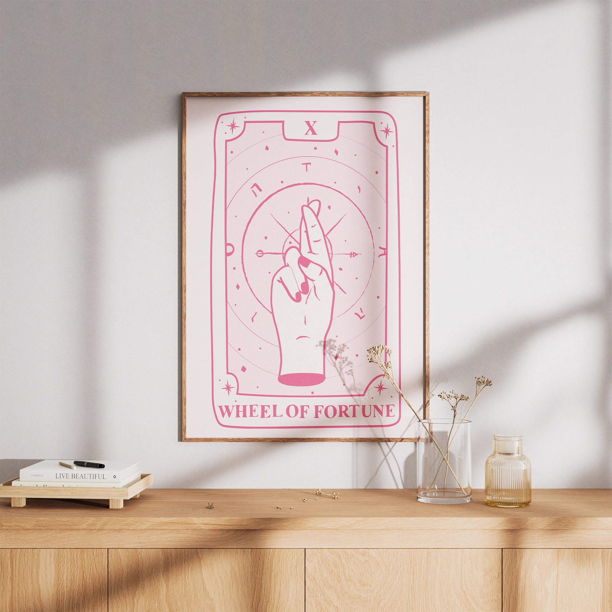 Wheel Of Fortune Pink Tarot Card_Featured Image 1 Wheel Of Fortune Pink Tarot Card Canvas Print - Image 1