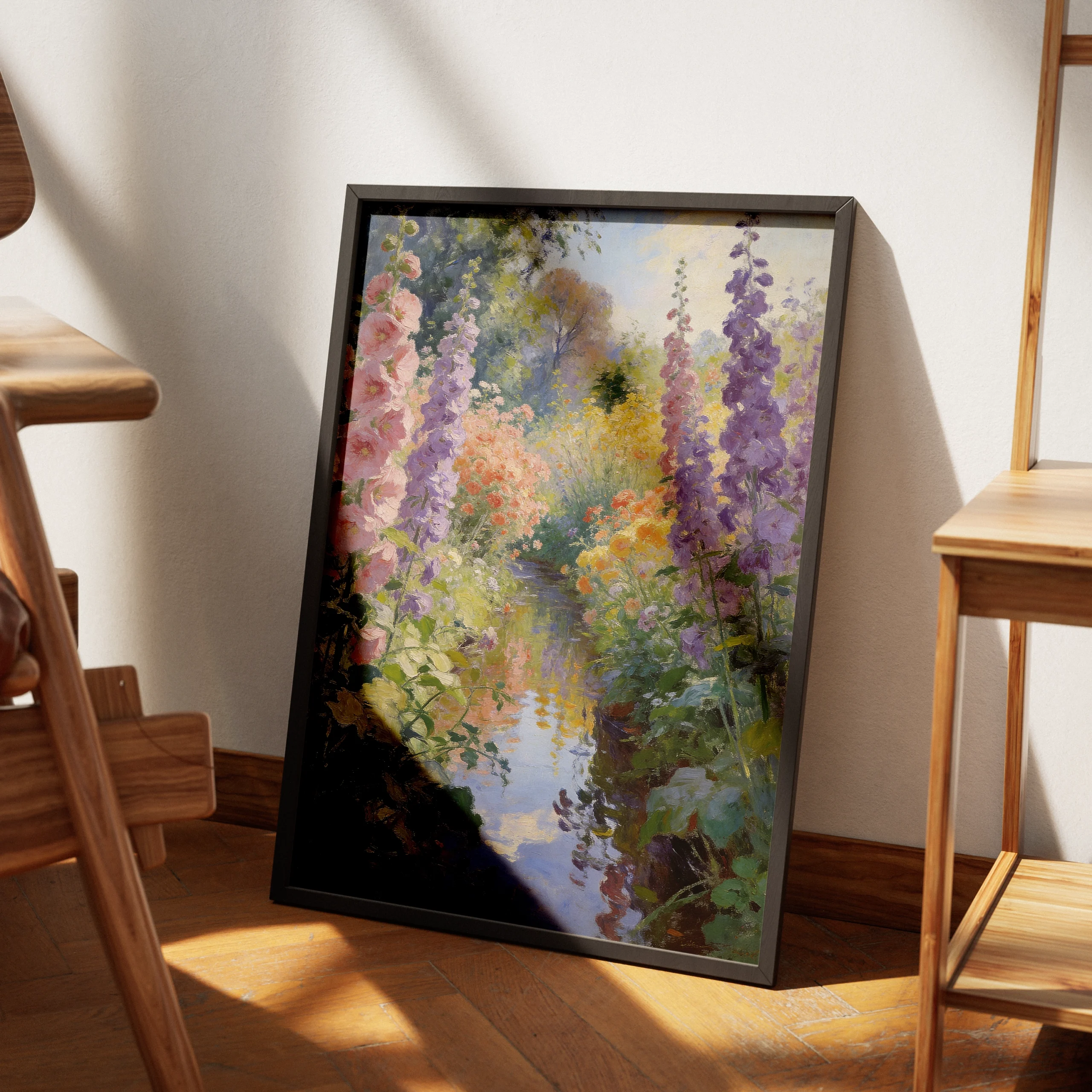 Wildflower Garden Light Secret Garden Stream – Pastel Wildflower Canvas Print - Image 1